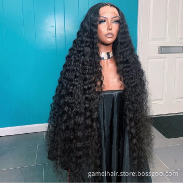Wholesale HD Transparent Lace 100% Human Hair water Wave Wig Brazilian Hair Water Wave Lace Front Wigs With Baby Hair